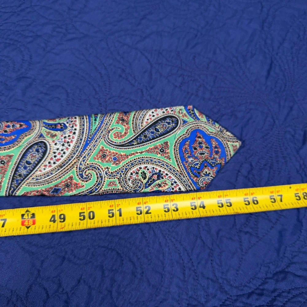 Turnbull & Asser Mens Silk Tie Paisley Blue Green Red Handmade England 3.5x56